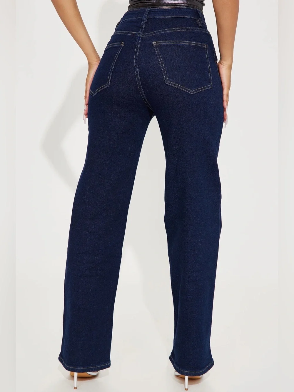 Fashion Nova Sparkle and Shine Straight Leg Jeans - Dark Wash